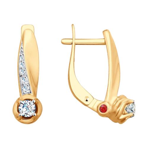 Золотые серьги с фианитом SOKOLOV 027966