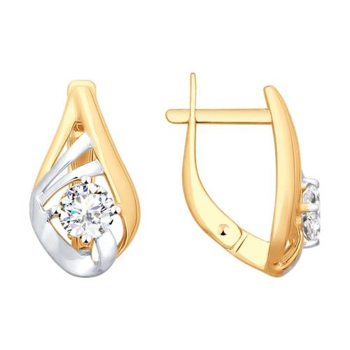 Золотые серьги с фианитом SOKOLOV 027976