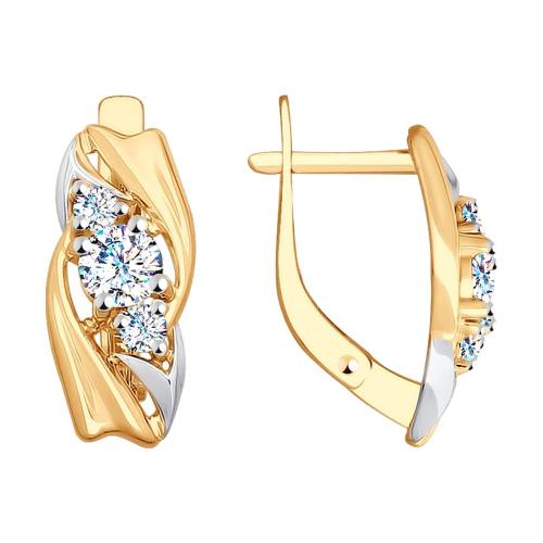 Золотые серьги с фианитом SOKOLOV 028016