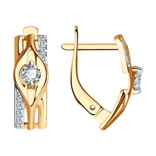 Золотые серьги с фианитом SOKOLOV 028055