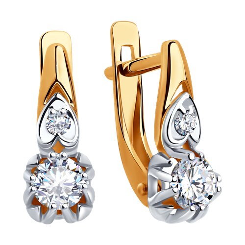 Золотые серьги с фианитом SOKOLOV 028128