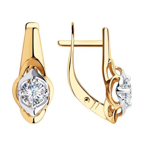 Золотые серьги с фианитом SOKOLOV 028321