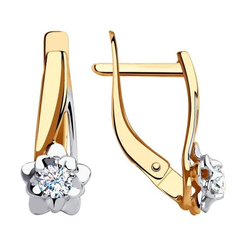 Золотые серьги с фианитом SOKOLOV 028323