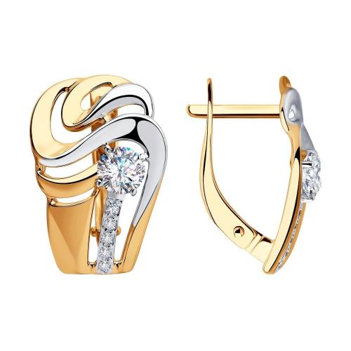 Золотые серьги с фианитом SOKOLOV 028365
