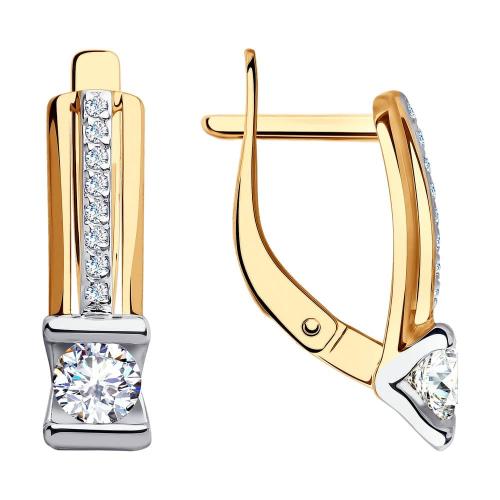 Золотые серьги с фианитом SOKOLOV 028404