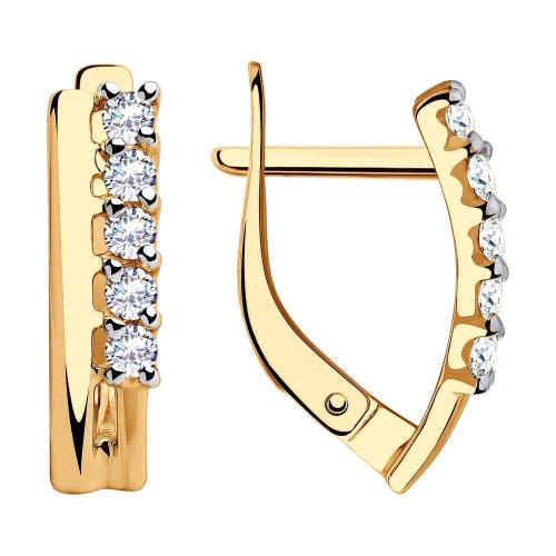 Золотые серьги с фианитом SOKOLOV 028406