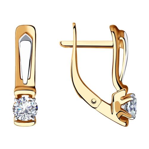 Золотые серьги с фианитом SOKOLOV 028445