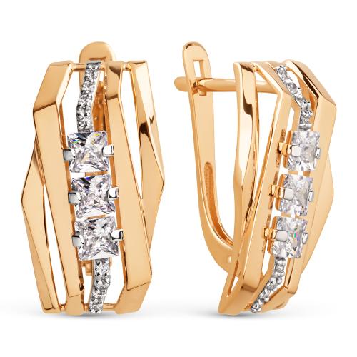 Золотые серьги с фианитом ДИНАСТИЯ 028452-1102