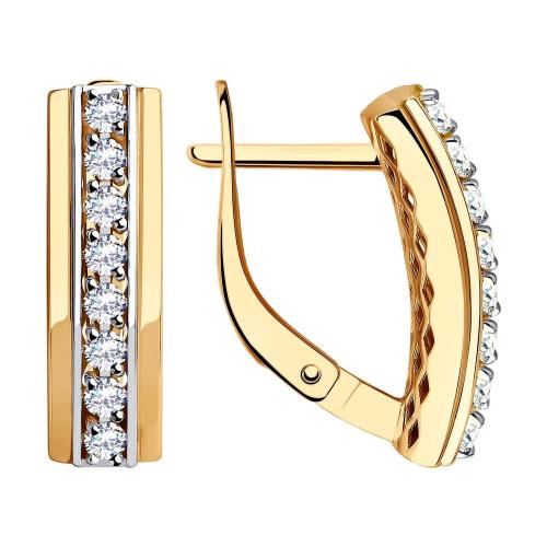 Золотые серьги дорожки с фианитом SOKOLOV 028480 Золотые серьги дорожки с фианитом SOKOLOV 028480