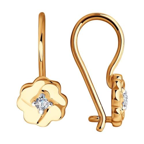 Золотые серьги с фианитом SOKOLOV 028532