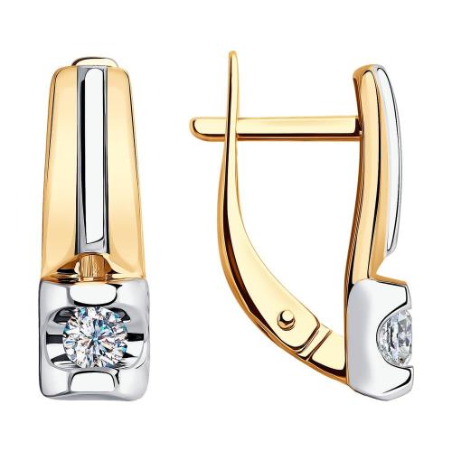 Золотые серьги с фианитом SOKOLOV 028536