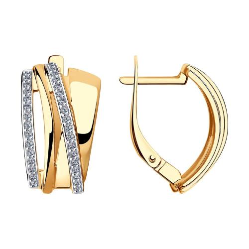 Золотые серьги с фианитом SOKOLOV 028558