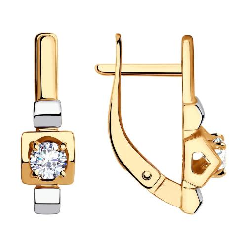 Золотые серьги с фианитом SOKOLOV 028704