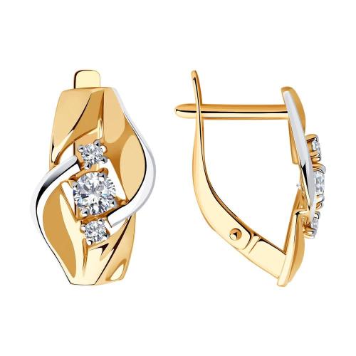 Золотые серьги с фианитом SOKOLOV 028721