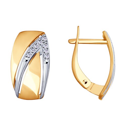 Золотые серьги с фианитом SOKOLOV 028735