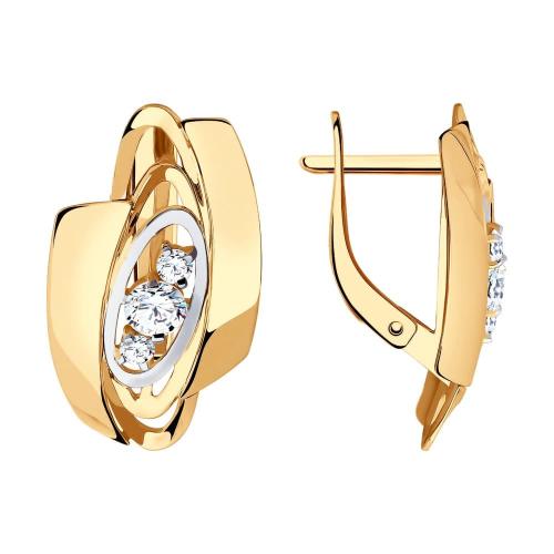 Золотые серьги с фианитом SOKOLOV 028824