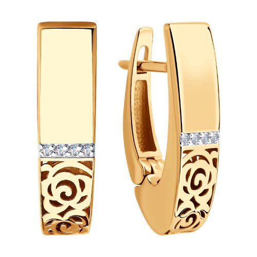 Золотые серьги с фианитом SOKOLOV 029008