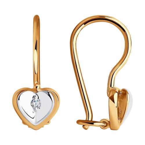 Золотые серьги с фианитом SOKOLOV 029117