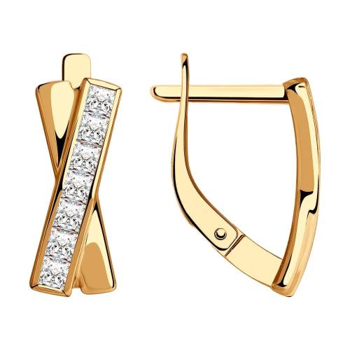 Золотые серьги дорожки с фианитом SOKOLOV 029130