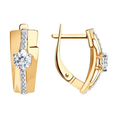 Золотые серьги с фианитом SOKOLOV 029135 Золотые серьги с фианитом SOKOLOV 029135