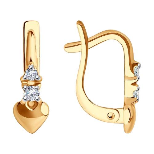 Золотые серьги с фианитом SOKOLOV 029343