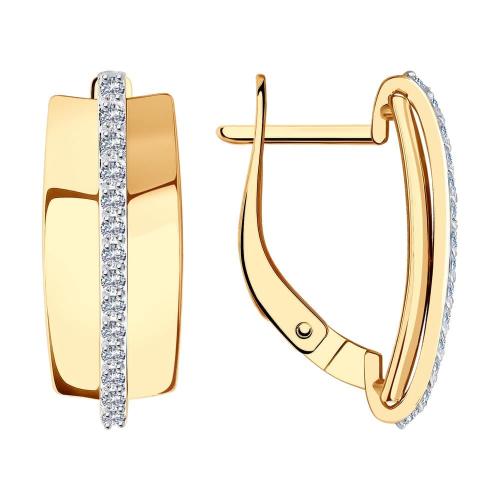 Золотые серьги с фианитом SOKOLOV 029359