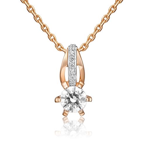 Золотая подвеска с кристаллом swarovski ПЛАТИНА 03-2257-00-501-1110-38