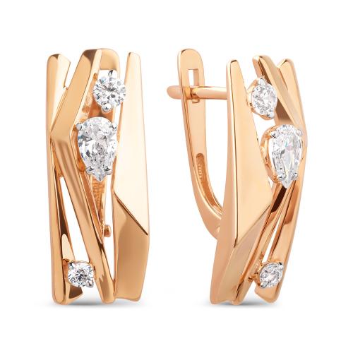 Золотые серьги с фианитом ДИНАСТИЯ 031502-1102