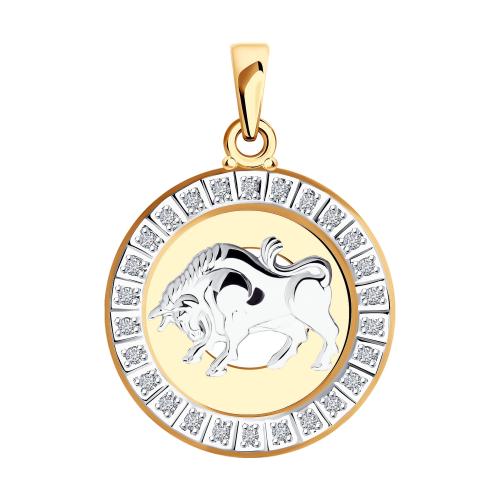 Золотая подвеска знак зодиака с фианитом SOKOLOV 032492