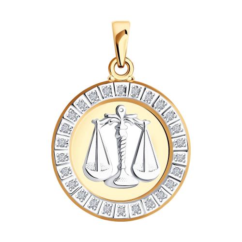 Золотая подвеска знак зодиака с фианитом SOKOLOV 032497