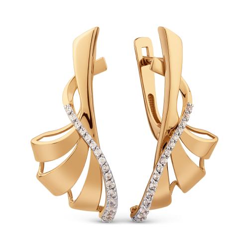 Золотые серьги с фианитом ДИНАСТИЯ 033282-1102