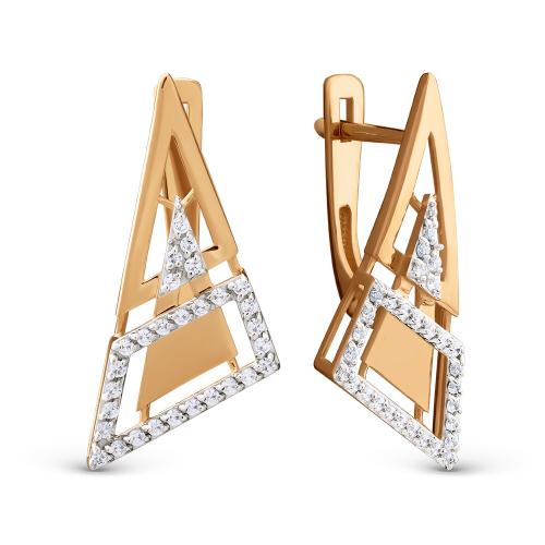 Золотые серьги с фианитом ДИНАСТИЯ 033342-1102