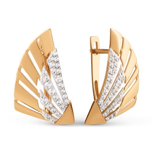 Золотые серьги с фианитом ДИНАСТИЯ 034402-1102