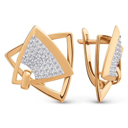 Золотые серьги с фианитом ДИНАСТИЯ 034492-1102