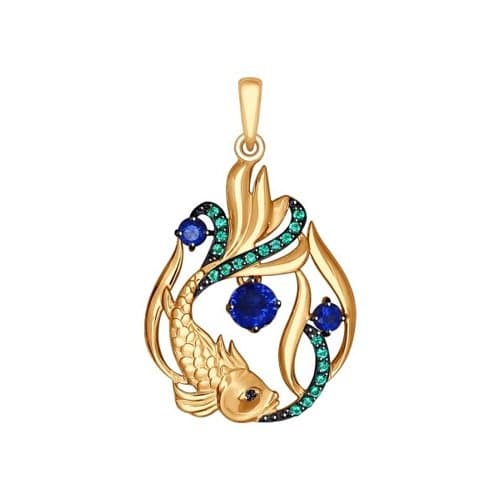 Золотая подвеска с фианитом SOKOLOV 035106