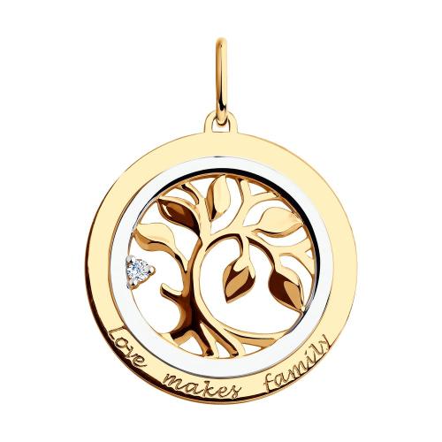 Золотая подвеска с фианитом SOKOLOV 035853