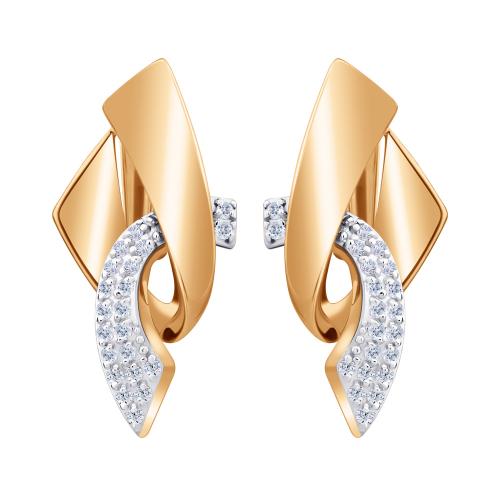 Золотые серьги с фианитом ДИНАСТИЯ 037112-1102