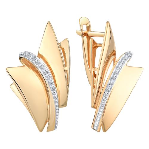 Золотые серьги с фианитом ДИНАСТИЯ 037182-1102
