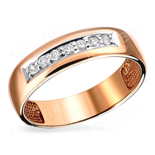 Золотое кольцо дорожка с бриллиантом ВЫСТАВКА 04-01-0007