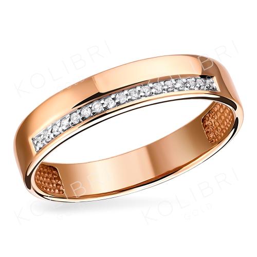 Золотое кольцо дорожка с бриллиантом АЛМАЗНЫЙ ДОМ 04-11-0005