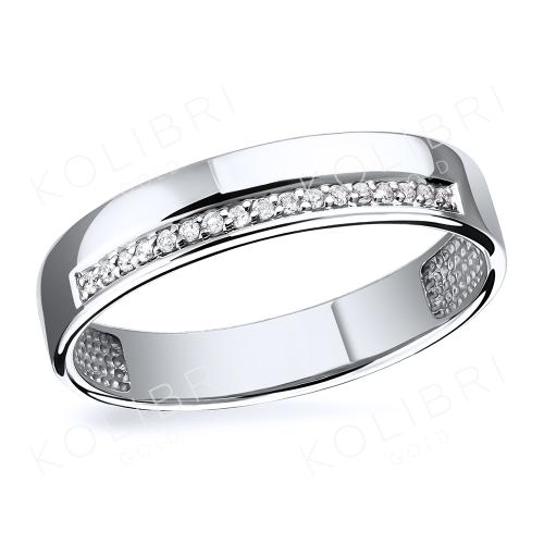 Кольцо дорожка из белого золота с бриллиантом АЛМАЗНЫЙ ДОМ 04-12-0005