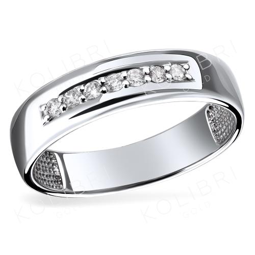 Кольцо дорожка из белого золота с бриллиантом АЛМАЗНЫЙ ДОМ 04-12-0007