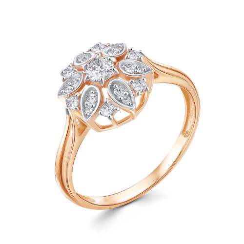 Золотое кольцо с цирконием ЗОЛОТЫЕ УЗОРЫ 04-51-0289-00