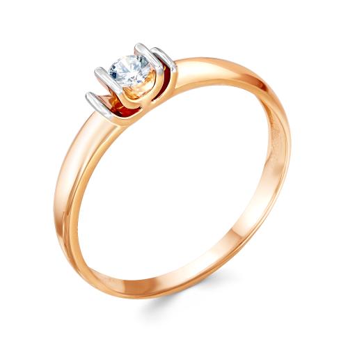 Золотое помолвочное кольцо с цирконием ЗОЛОТЫЕ УЗОРЫ 04-51-0456-00