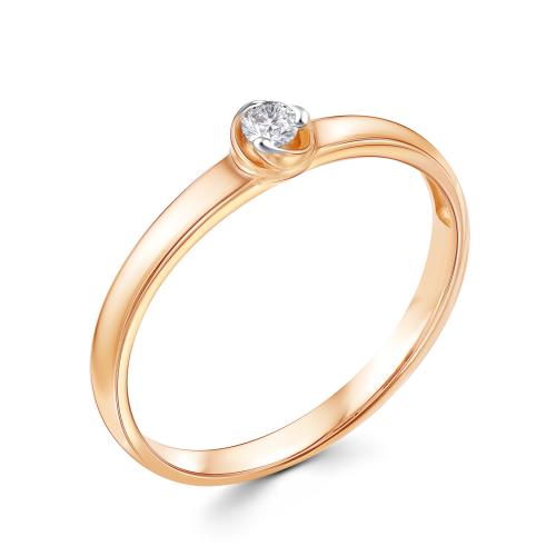 Золотое помолвочное кольцо с цирконием ЗОЛОТЫЕ УЗОРЫ 04-61-0141-00