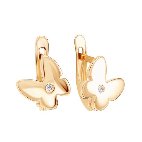 Золотые серьги с цирконием ЗОЛОТЫЕ УЗОРЫ 04-62-0270-00