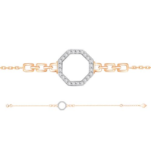Золотой браслет с цирконием ЗОЛОТЫЕ УЗОРЫ 04-68-0040-00