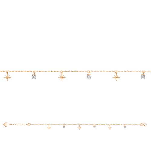 Золотой браслет с цирконием ЗОЛОТЫЕ УЗОРЫ 04-68-0048-00