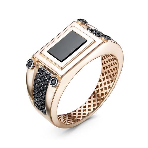 Мужская печатка из золота с ониксом и фианитом BERGER 040016 Мужская печатка из золота с ониксом и фианитом BERGER 040016