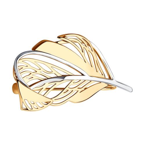 Золотая брошь без камень SOKOLOV 040331